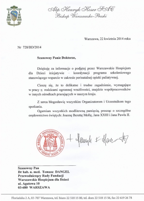 List od Abp Henryka Hosera - zdjęcie nr 1