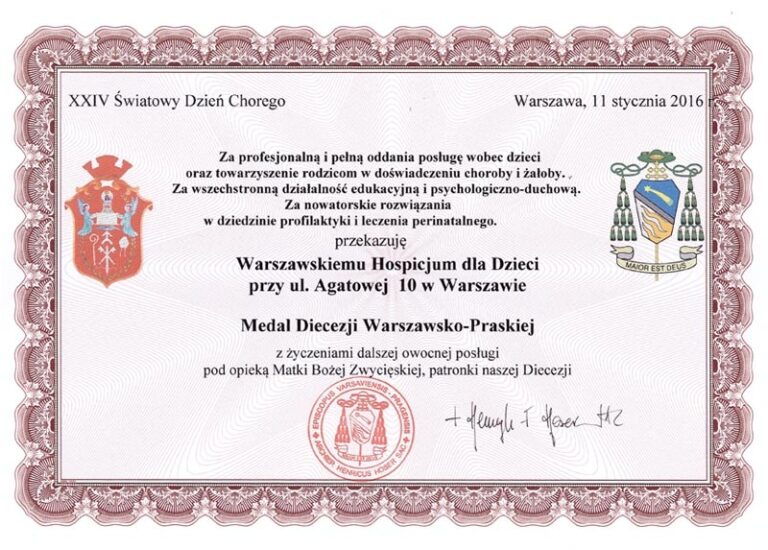 Fundacja WHD uhonorowana Medalem Diecezji Warszawsko-Praskiej - zdjęcie nr 1