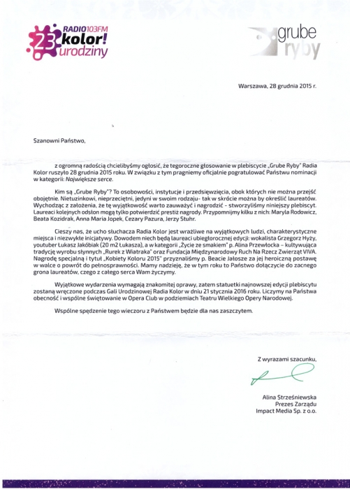 Grube Ryby Radia Kolor - zdjęcie nr 1